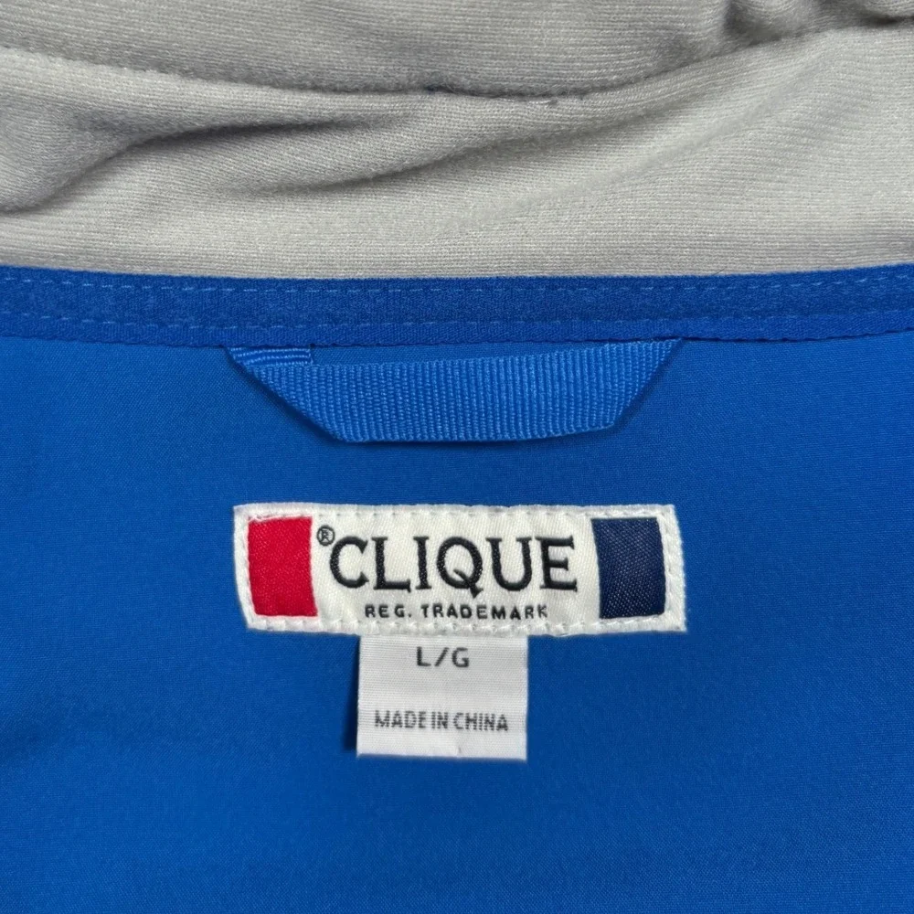 Clique Softshell Jacket‎ Mens L (FIT M) Blue Full Zip Fleece Lined Reflective